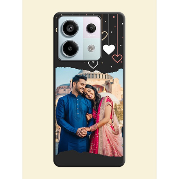 Love Hangings with Splash Wave Picture on Space Black Custom Soft Matte Phone Back Cover - Redmi Note 13 Pro 5G Love Hangings with Splash Wave Picture on Space Black Custom Soft Matte Phone Back Cover - Redmi Note 13 Pro 5G