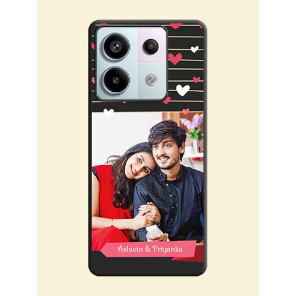 Love Pattern with Name on Pink Ribbon - Photo on Space Black Soft Matte Back Cover - Redmi Note 13 Pro 5G Love Pattern with Name on Pink Ribbon - Photo on Space Black Soft Matte Back Cover - Redmi Note 13 Pro 5G