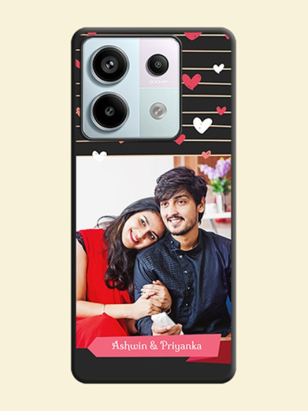 Love Pattern with Name on Pink Ribbon - Photo on Space Black Soft Matte Back Cover - Redmi Note 13 Pro 5G
