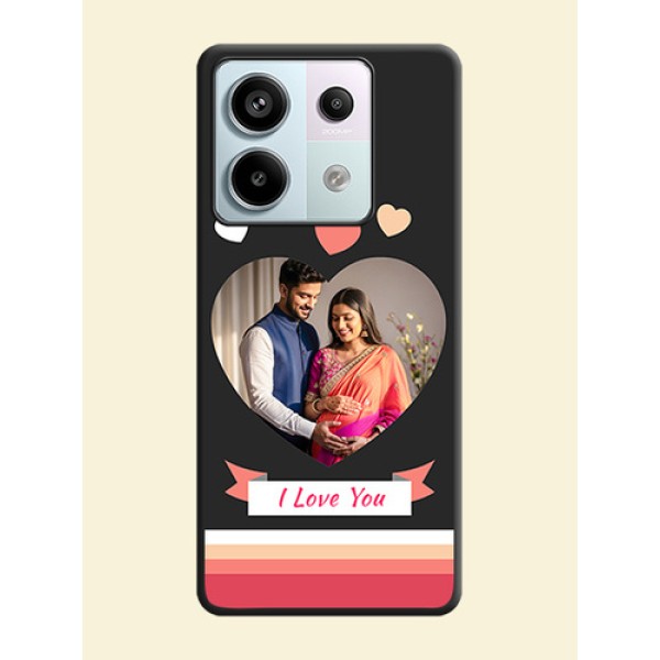Love Shaped Photo with Colorful Stripes on Personalised Space Black Soft Matte Cases - Redmi Note 13 Pro 5G Love Shaped Photo with Colorful Stripes on Personalised Space Black Soft Matte Cases - Redmi Note 13 Pro 5G