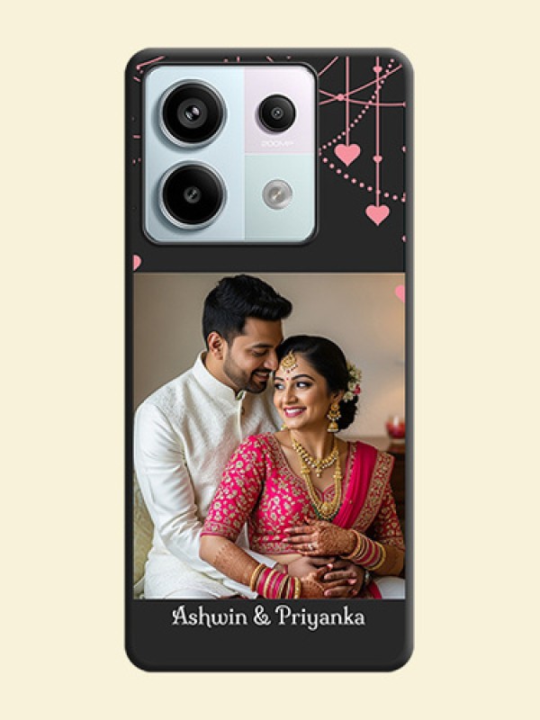 Pink Love Hangings with Text on Space Black Custom Soft Matte Back Cover - Redmi Note 13 Pro 5G