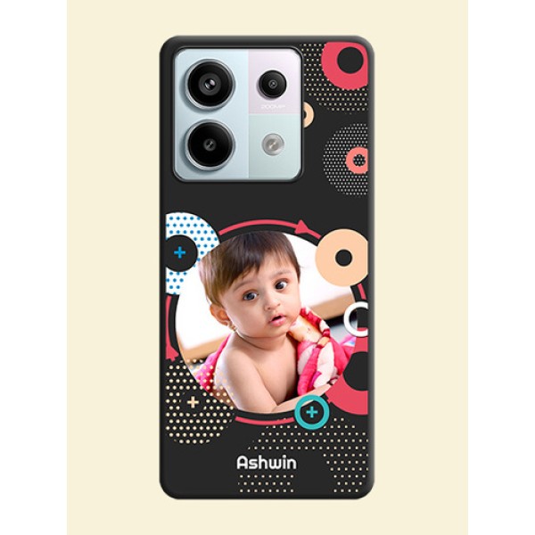 Multicoloured Round Image on Personalised Space Black Soft Matte Cases - Redmi Note 13 Pro 5G