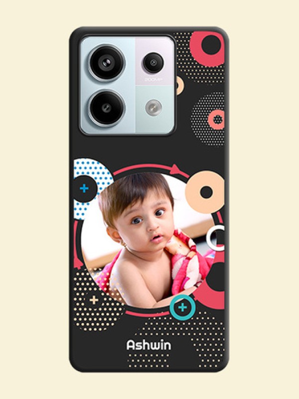 Multicoloured Round Image on Personalised Space Black Soft Matte Cases - Redmi Note 13 Pro 5G