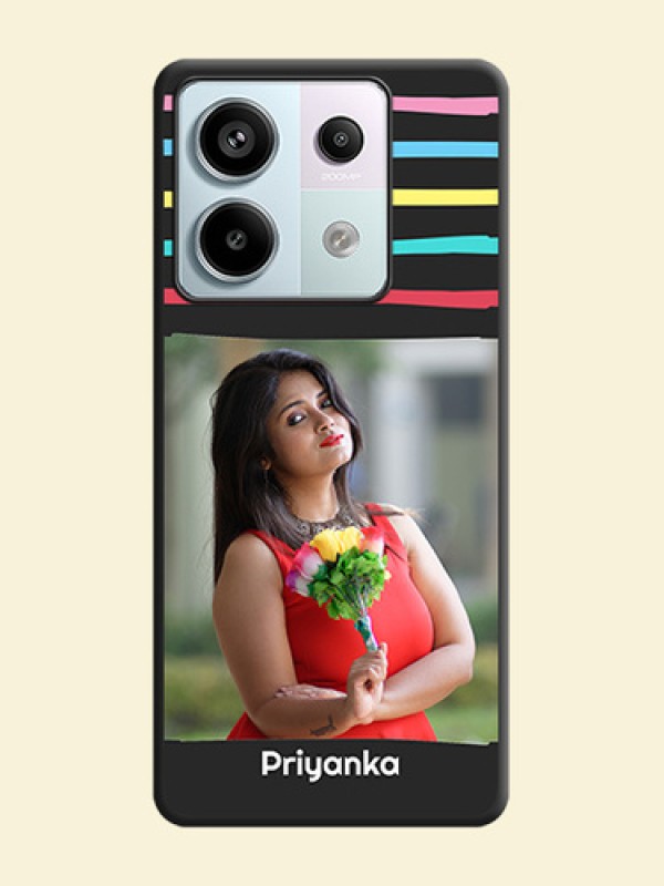 Multicolor Lines with Image on Space Black Personalized Soft Matte Phone Covers - Redmi Note 13 Pro 5G
