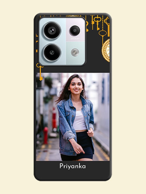 Decorative Design with Text on Space Black Custom Soft Matte Back Cover - Redmi Note 13 Pro 5G