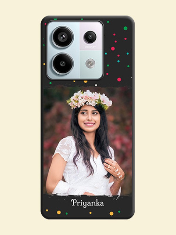Multicolor Dotted Pattern with Text on Space Black Custom Soft Matte Phone Back Cover - Redmi Note 13 Pro 5G
