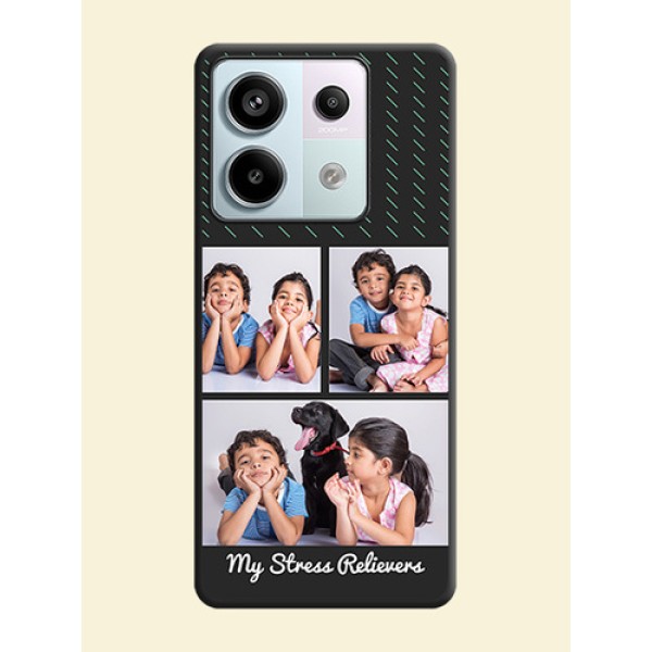 Cross Dotted Pattern with 2 Image Holder on Personalised Space Black Soft Matte Cases - Redmi Note 13 Pro 5G Cross Dotted Pattern with 2 Image Holder on Personalised Space Black Soft Matte Cases - Redmi Note 13 Pro 5G
