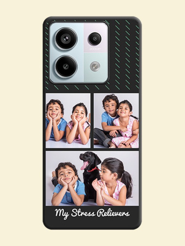 Cross Dotted Pattern with 2 Image Holder on Personalised Space Black Soft Matte Cases - Redmi Note 13 Pro 5G