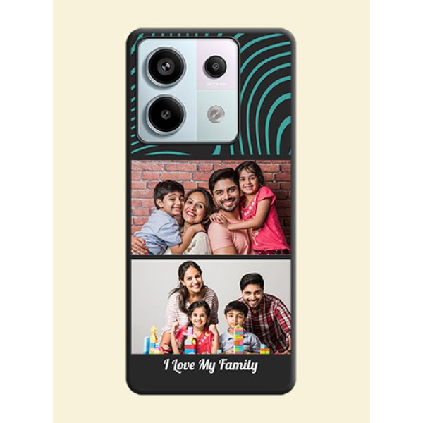 Wave Pattern with 2 Image Holder on Space Black Personalized Soft Matte Phone Covers - Redmi Note 13 Pro 5G Wave Pattern with 2 Image Holder on Space Black Personalized Soft Matte Phone Covers - Redmi Note 13 Pro 5G