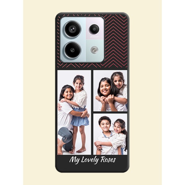 Wave Pattern with 3 Image Holder on Space Black Custom Soft Matte Back Cover - Redmi Note 13 Pro 5G Wave Pattern with 3 Image Holder on Space Black Custom Soft Matte Back Cover - Redmi Note 13 Pro 5G