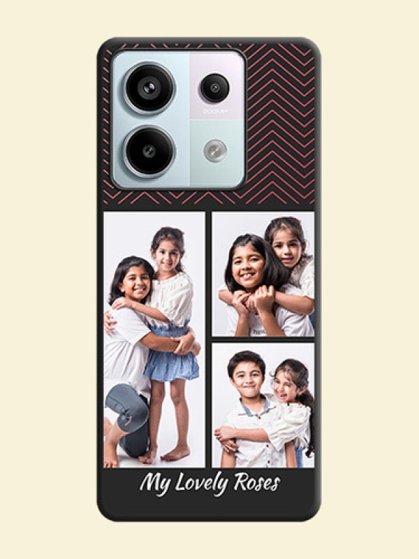 Wave Pattern with 3 Image Holder on Space Black Custom Soft Matte Back Cover - Redmi Note 13 Pro 5G