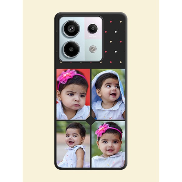 Multicolor Dotted Pattern with 4 Image Holder on Space Black Custom Soft Matte Phone Cases - Redmi Note 13 Pro 5G Multicolor Dotted Pattern with 4 Image Holder on Space Black Custom Soft Matte Phone Cases - Redmi Note 13 Pro 5G