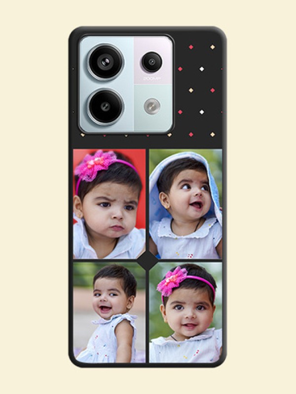Multicolor Dotted Pattern with 4 Image Holder on Space Black Custom Soft Matte Phone Cases - Redmi Note 13 Pro 5G