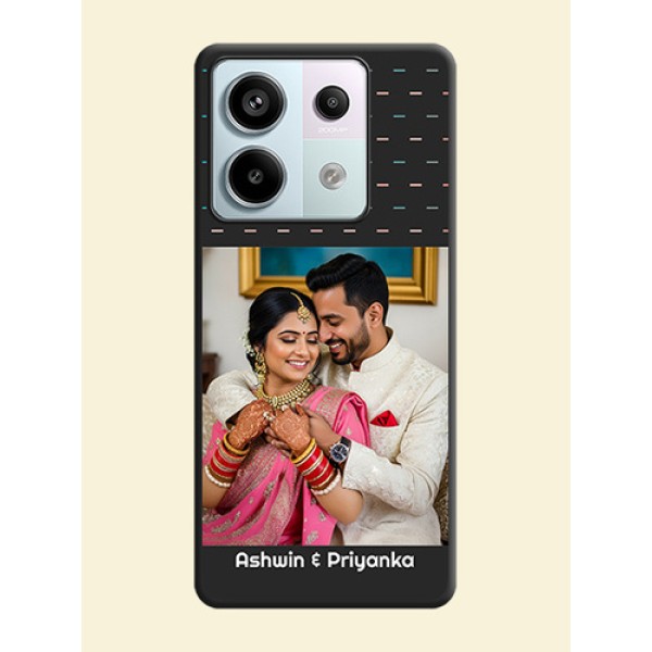 Line Pattern Design with Text on Space Black Custom Soft Matte Phone Back Cover - Redmi Note 13 Pro 5G Line Pattern Design with Text on Space Black Custom Soft Matte Phone Back Cover - Redmi Note 13 Pro 5G
