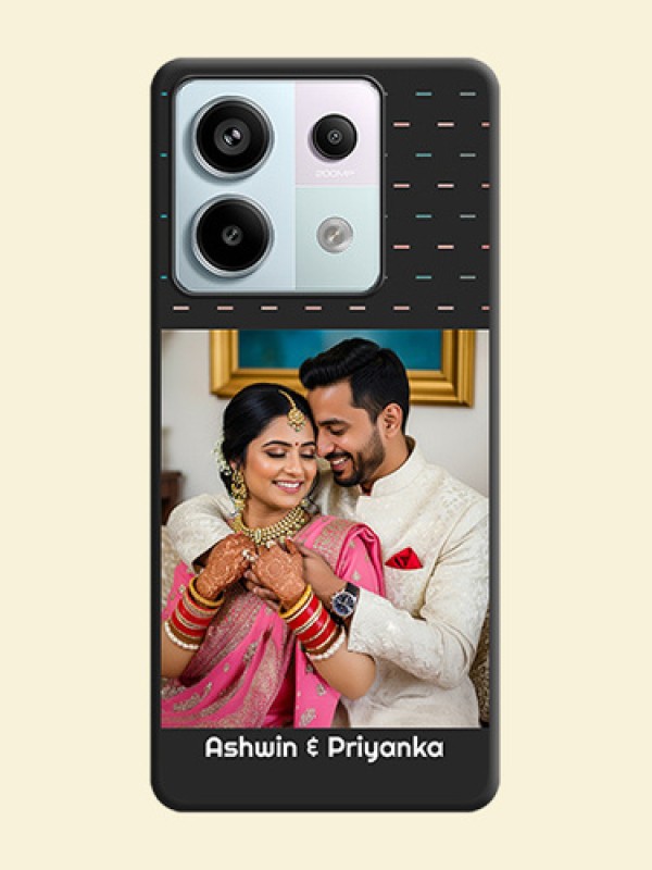 Line Pattern Design with Text on Space Black Custom Soft Matte Phone Back Cover - Redmi Note 13 Pro 5G