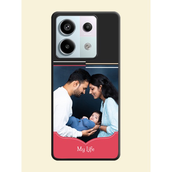 Classic Plain Design with Name - Photo on Space Black Soft Matte Phone Cover - Redmi Note 13 Pro 5G