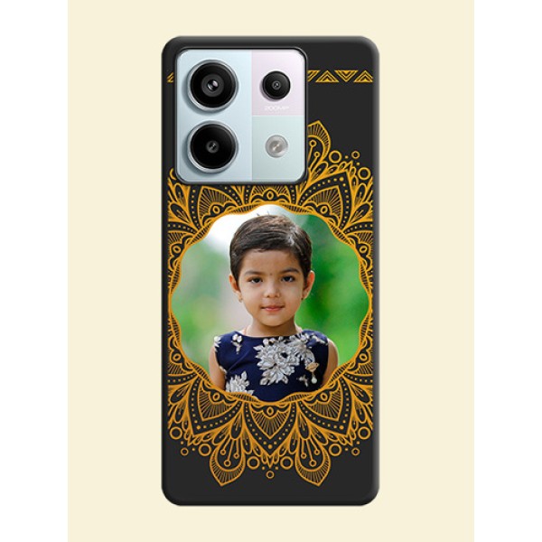 Round Image with Floral Design - Photo on Space Black Soft Matte Mobile Cover - Redmi Note 13 Pro 5G Round Image with Floral Design - Photo on Space Black Soft Matte Mobile Cover - Redmi Note 13 Pro 5G