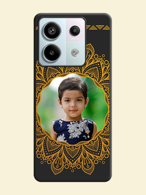 Round Image with Floral Design - Photo on Space Black Soft Matte Mobile Cover - Redmi Note 13 Pro 5G