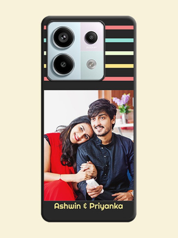 Color Stripes with Photo and Text - Photo on Space Black Soft Matte Mobile Case - Redmi Note 13 Pro 5G