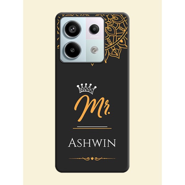 Mr Name with Floral Design on Personalised Space Black Soft Matte Cases - Redmi Note 13 Pro 5G Mr Name with Floral Design on Personalised Space Black Soft Matte Cases - Redmi Note 13 Pro 5G