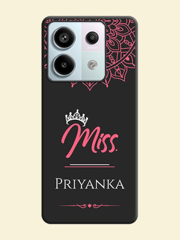 Mrs Name with Floral Design on Space Black Personalized Soft Matte Phone Covers - Redmi Note 13 Pro 5G