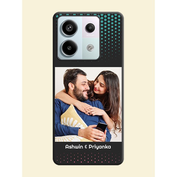 Faded Dots with Grunge Photo Frame and Text on Space Black Custom Soft Matte Phone Cases - Redmi Note 13 Pro 5G Faded Dots with Grunge Photo Frame and Text on Space Black Custom Soft Matte Phone Cases - Redmi Note 13 Pro 5G