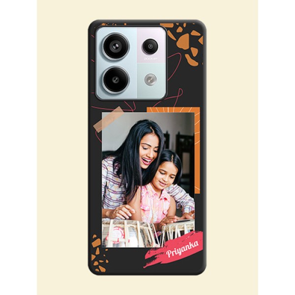 Orange Photo Frame on Space Black Custom Soft Matte Phone Back Cover - Redmi Note 13 Pro 5G Orange Photo Frame on Space Black Custom Soft Matte Phone Back Cover - Redmi Note 13 Pro 5G
