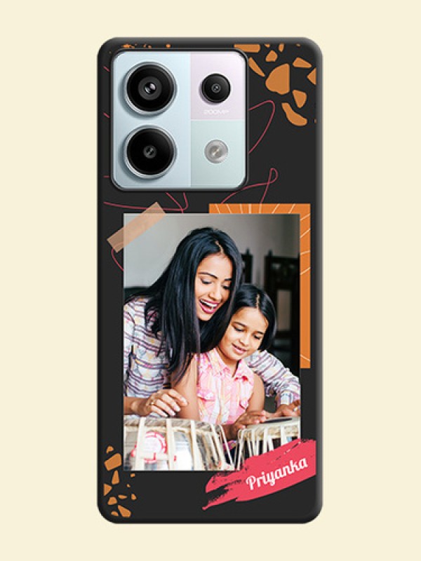 Orange Photo Frame on Space Black Custom Soft Matte Phone Back Cover - Redmi Note 13 Pro 5G