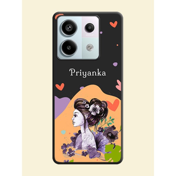 Namecase For Her With Fancy Lady Image On Space Black Personalized Soft Matte Phone Covers - Redmi Note 13 Pro 5G Namecase For Her With Fancy Lady Image On Space Black Personalized Soft Matte Phone Covers - Redmi Note 13 Pro 5G