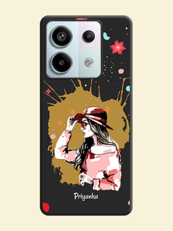Mordern Lady With Color Splash Background With Custom Text On Space Black Personalized Soft Matte Phone Covers - Redmi Note 13 Pro 5G