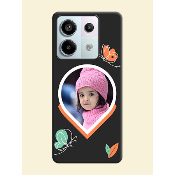 Upload Pic With Simple Butterly Design On Space Black Personalized Soft Matte Phone Covers - Redmi Note 13 Pro 5G Upload Pic With Simple Butterly Design On Space Black Personalized Soft Matte Phone Covers - Redmi Note 13 Pro 5G