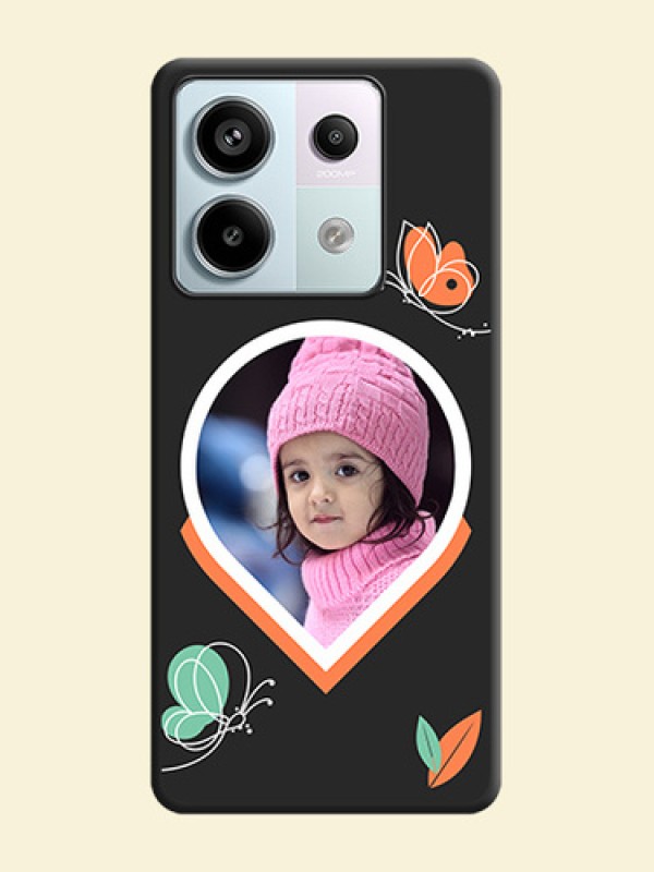 Upload Pic With Simple Butterly Design On Space Black Personalized Soft Matte Phone Covers - Redmi Note 13 Pro 5G