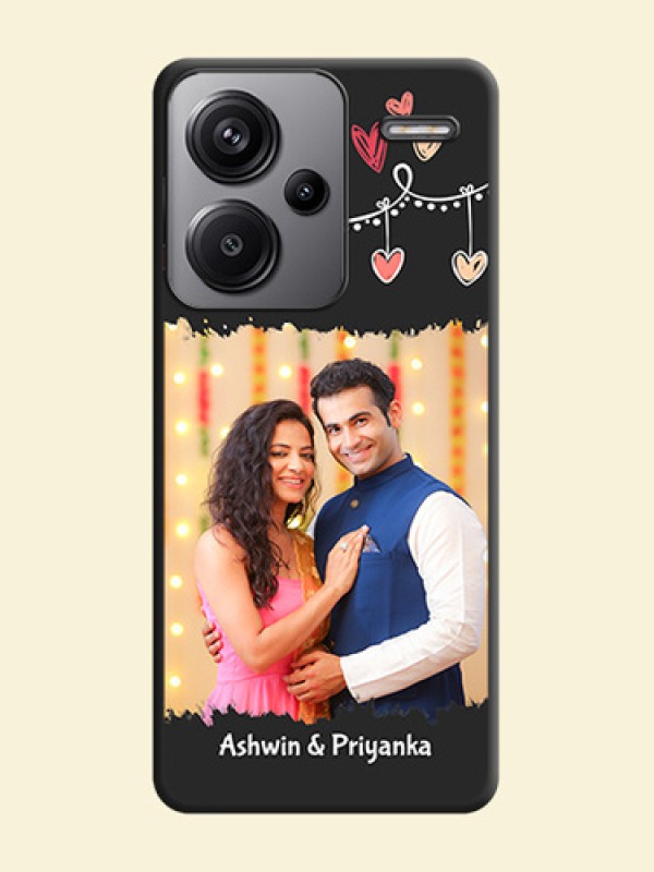 Pink Love Hangings with Name On Space Black Custom Soft Matte Mobile Back Cover - Redmi Note 13 Pro Plus 5G