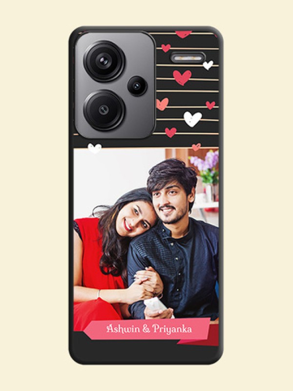 Love Pattern with Name on Pink Ribbon  on Photo On Space Black Custom Soft Matte Mobile Back Cover - Redmi Note 13 Pro Plus 5G