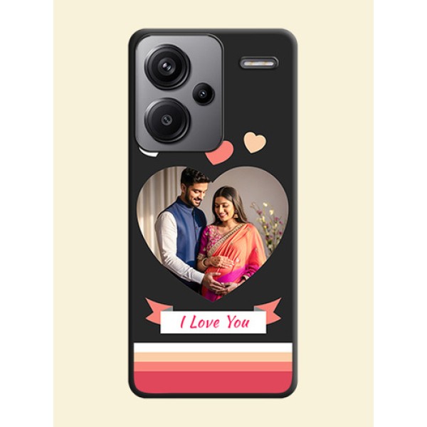 Love Shaped Photo with Colorful Stripes On Space Black Custom Soft Matte Mobile Back Cover - Redmi Note 13 Pro Plus 5G Love Shaped Photo with Colorful Stripes On Space Black Custom Soft Matte Mobile Back Cover - Redmi Note 13 Pro Plus 5G