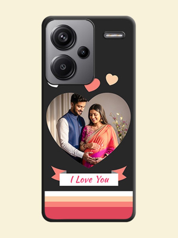 Love Shaped Photo with Colorful Stripes On Space Black Custom Soft Matte Mobile Back Cover - Redmi Note 13 Pro Plus 5G