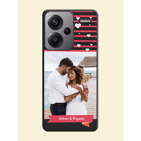 White Color Love Symbols with Pink Lines Pattern On Space Black Custom Soft Matte Mobile Back Cover - Redmi Note 13 Pro Plus 5G White Color Love Symbols with Pink Lines Pattern On Space Black Custom Soft Matte Mobile Back Cover - Redmi Note 13 Pro Plus 5G