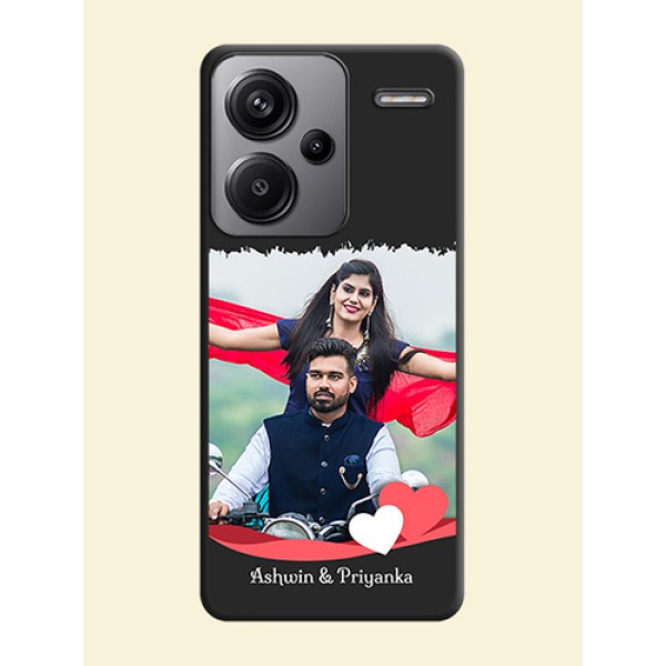 Pin Color Love Shaped Ribbon Design with Text On Space Black Custom Soft Matte Mobile Back Cover - Redmi Note 13 Pro Plus 5G Pin Color Love Shaped Ribbon Design with Text On Space Black Custom Soft Matte Mobile Back Cover - Redmi Note 13 Pro Plus 5G