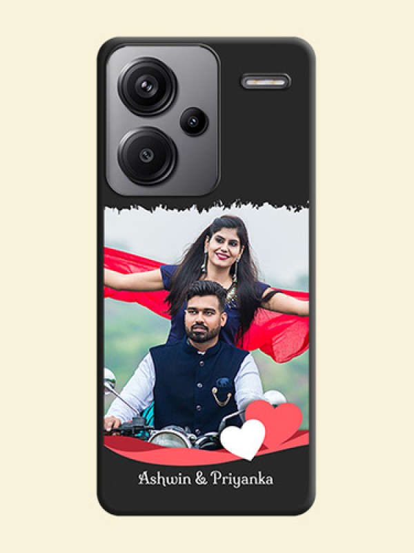 Pin Color Love Shaped Ribbon Design with Text On Space Black Custom Soft Matte Mobile Back Cover - Redmi Note 13 Pro Plus 5G