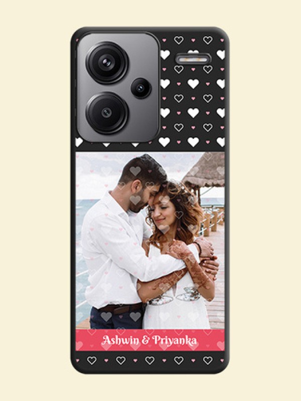 White Color Love Symbols with Text Design on Photo On Space Black Custom Soft Matte Mobile Back Cover - Redmi Note 13 Pro Plus 5G