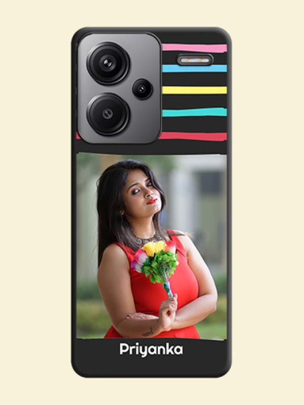 Multicolor Lines with Image On Space Black Custom Soft Matte Mobile Back Cover - Redmi Note 13 Pro Plus 5G