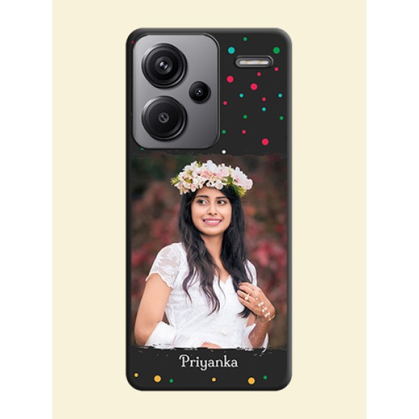 Multicolor Dotted Pattern with Text On Space Black Custom Soft Matte Mobile Back Cover - Redmi Note 13 Pro Plus 5G Multicolor Dotted Pattern with Text On Space Black Custom Soft Matte Mobile Back Cover - Redmi Note 13 Pro Plus 5G