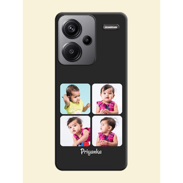 Floral Art with 6 Image Holder on Photo On Space Black Custom Soft Matte Mobile Back Cover - Redmi Note 13 Pro Plus 5G Floral Art with 6 Image Holder on Photo On Space Black Custom Soft Matte Mobile Back Cover - Redmi Note 13 Pro Plus 5G