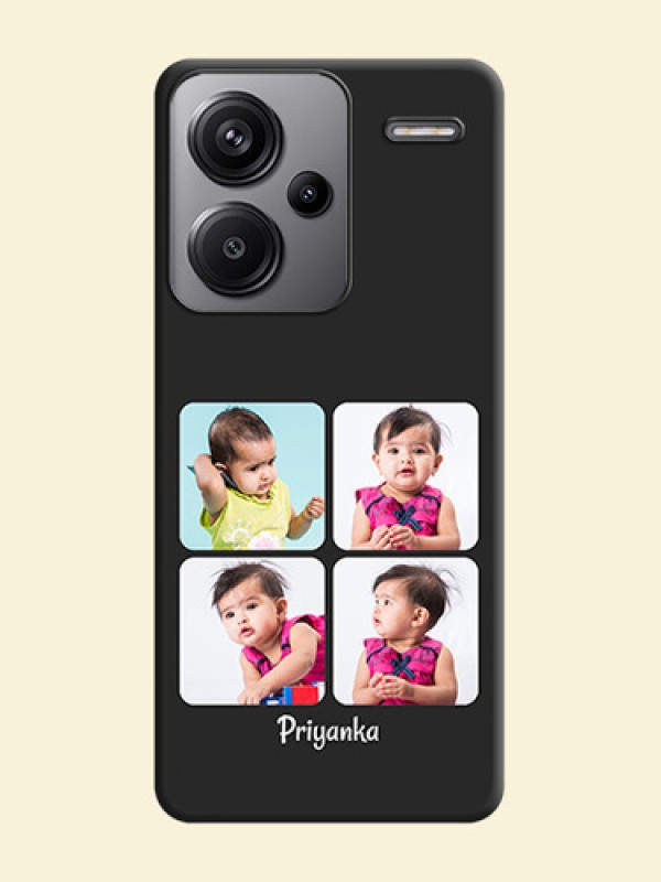 Floral Art with 6 Image Holder on Photo On Space Black Custom Soft Matte Mobile Back Cover - Redmi Note 13 Pro Plus 5G