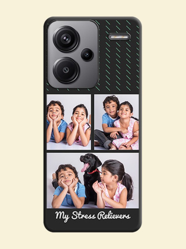 Cross Dotted Pattern with 2 Image Holder On Space Black Custom Soft Matte Mobile Back Cover - Redmi Note 13 Pro Plus 5G