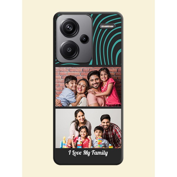 Wave Pattern with 2 Image Holder On Space Black Custom Soft Matte Mobile Back Cover - Redmi Note 13 Pro Plus 5G Wave Pattern with 2 Image Holder On Space Black Custom Soft Matte Mobile Back Cover - Redmi Note 13 Pro Plus 5G