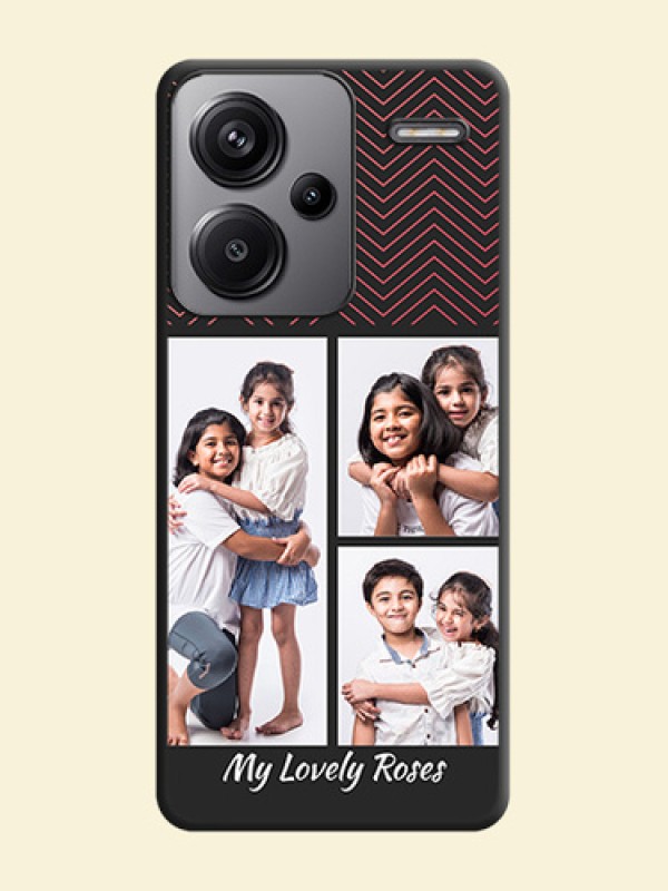 Wave Pattern with 3 Image Holder On Space Black Custom Soft Matte Mobile Back Cover - Redmi Note 13 Pro Plus 5G