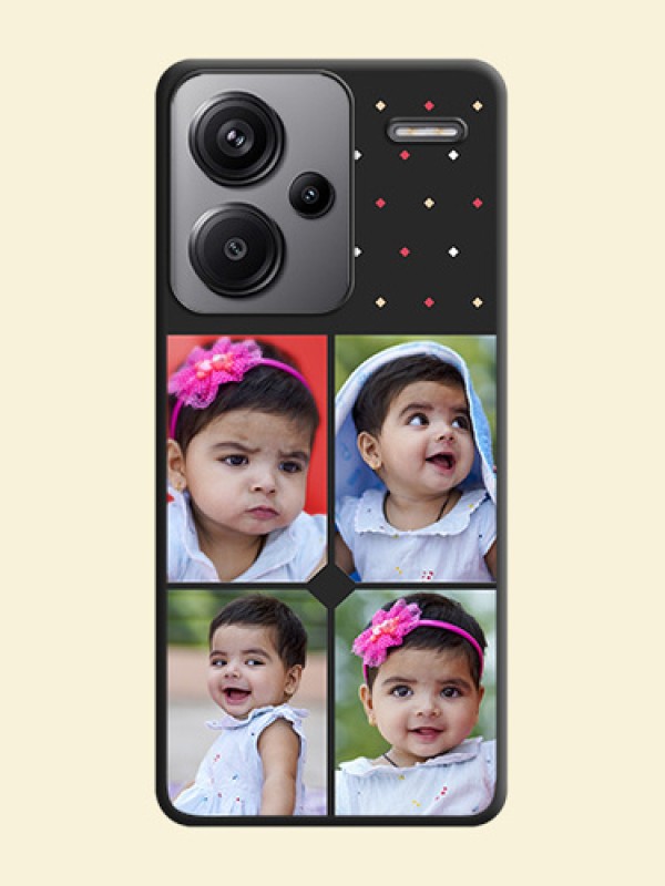 Multicolor Dotted Pattern with 4 Image Holder On Space Black Custom Soft Matte Mobile Back Cover - Redmi Note 13 Pro Plus 5G