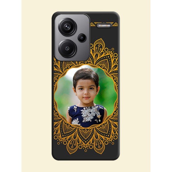 Round Image with Floral Design On Space Black Custom Soft Matte Mobile Back Cover - Redmi Note 13 Pro Plus 5G Round Image with Floral Design On Space Black Custom Soft Matte Mobile Back Cover - Redmi Note 13 Pro Plus 5G