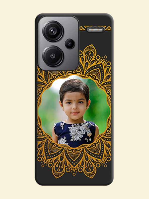 Round Image with Floral Design On Space Black Custom Soft Matte Mobile Back Cover - Redmi Note 13 Pro Plus 5G